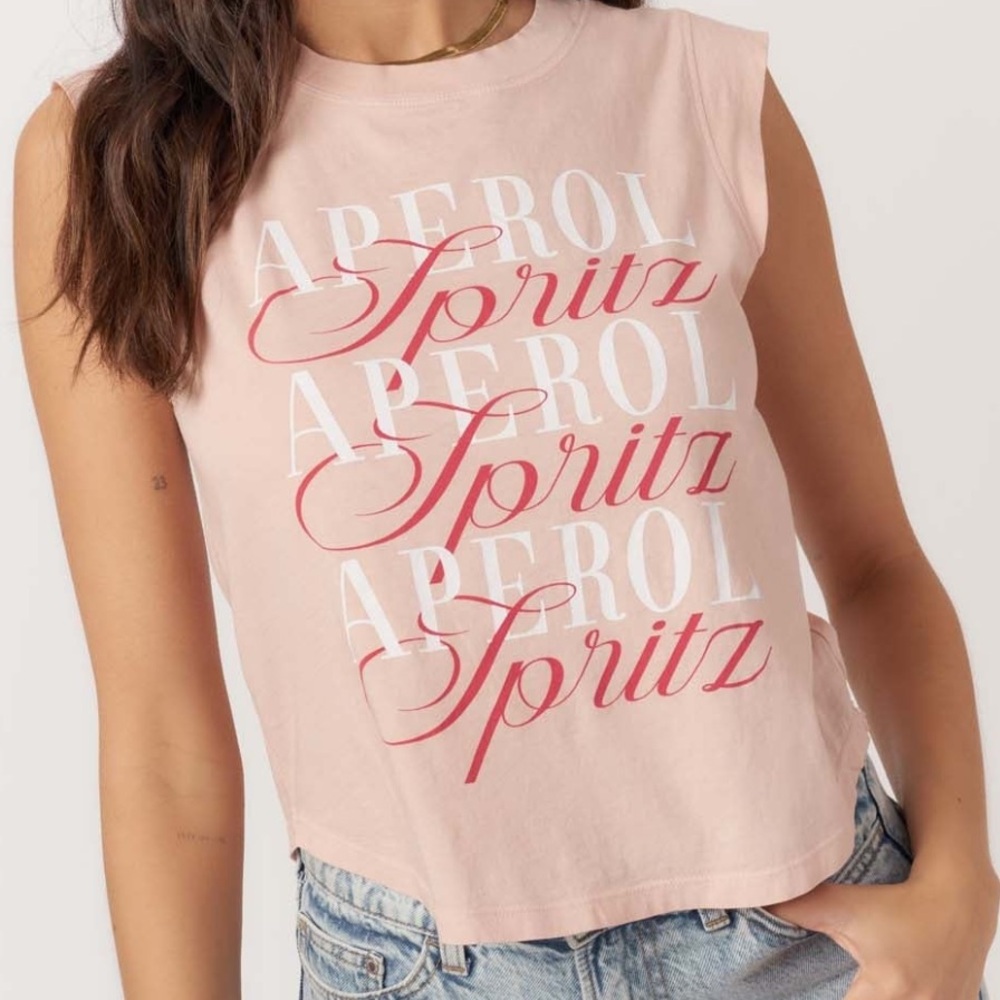New w tags. Aperol Spritz muscle tank. Project Social T